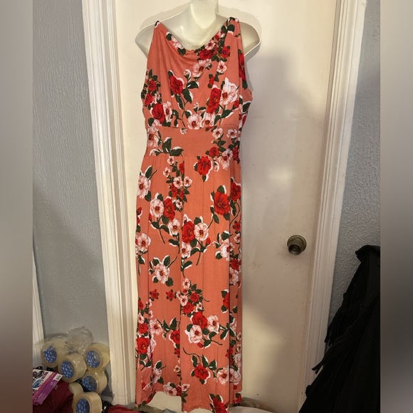 New Anne Morgan Collection floral A-line coral shift Maxi dress 1X - Picture 8 of 17